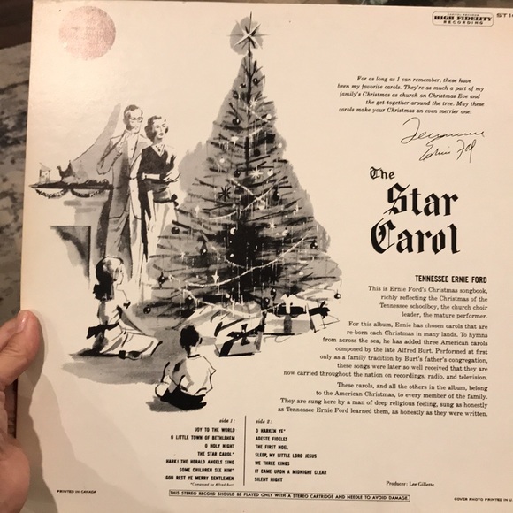 3/$30 Vintage holiday album 1962 The Star Carol - Tennessee Ernie Ford - Picture 2 of 4